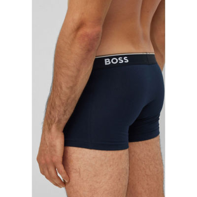 BOSS Three-pack of stretch-cotton trunks with logo waistbands 3