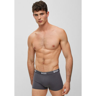 BOSS Three-pack of stretch-cotton trunks with logo waistbands 4