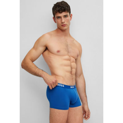 BOSS Three-pack of stretch-cotton trunks with logo waistbands 5