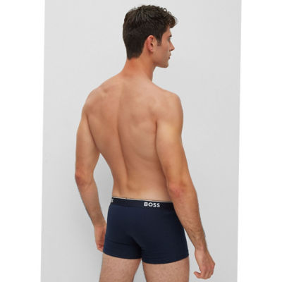 BOSS Three-pack of stretch-cotton trunks with logo waistbands 7