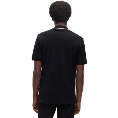 BOSS Striped-collar slim-fit polo shirt in cotton with logo 5