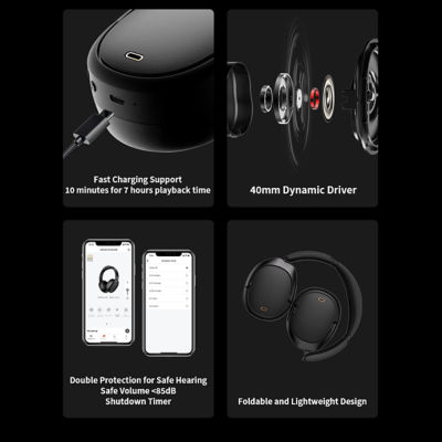 Edifier Wh950Nb Active Noise Cancellation Hi-Res Wireless Headphone Black 5