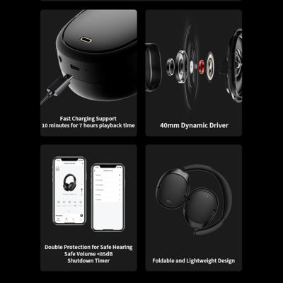 Edifier Wh950Nb Active Noise Cancellation Hi-Res Wireless Headphone Black 6