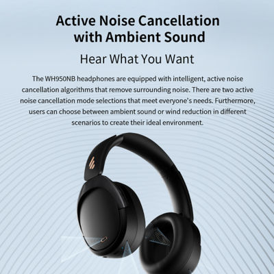 Edifier Wh950Nb Active Noise Cancellation Hi-Res Wireless Headphone Black 7