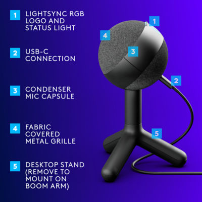 Logitech G LOGITECH YETI ORB RGB GAMING MICROPHONE BLACK 5