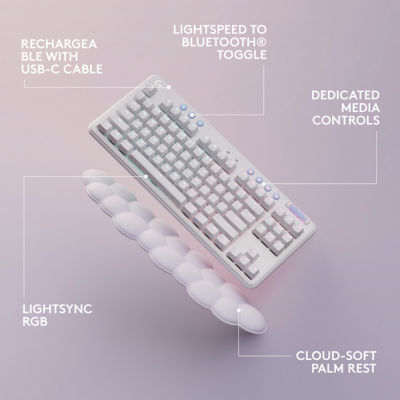 Logitech G715无线无线无需RGB商品键盘，带有棕榈休息红色线性 6