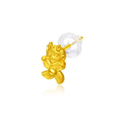 Chow Tai Fook （单只）周大福999足金耳钉 - 龙生肖 R33670 3