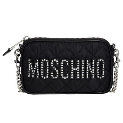 Buy MOSCHINO Logo Embellished Zipped Shoulder Crossbody Bag Black B7420 Online in Singapore iShopChangi