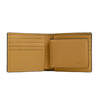 COACH Compact ID Wallet In Sport Calf Leather Flax 74991 2