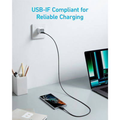 Anker 322 PowerLine USB C to USB C Cable Braided Nylon Cable 3ft/0.9m 60W Type C To Type C Cable Fast Charging USB C Cable 4