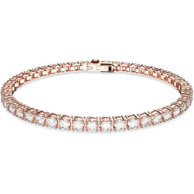 SWAROVSKI Matrix Tennis 手链, 圆形切割, 白色, 镀玫瑰金色调 1