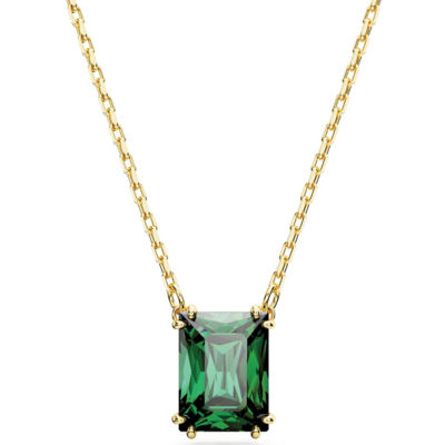 SWAROVSKI Stilla 链坠, 矩形切割, 绿色, 镀金色调 1