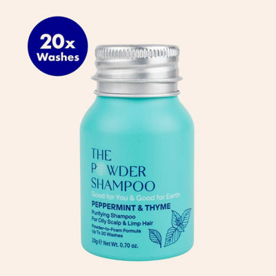 The Powder Shampoo Travel Twin Pack Mini Bottle - Purifying Shampoo For Oily Scalp & Limp Hair Peppermint & Papaya Enzyme 20g / 0.70oz 2