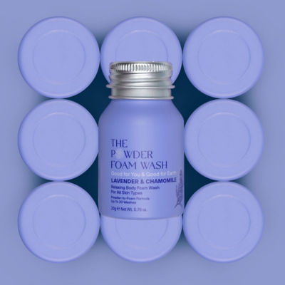 The Powder Shampoo Travel Twin Pack Mini Bottle - Relaxing Body Foam Wash Lavender & Chamomile 20g / 0.70oz 14