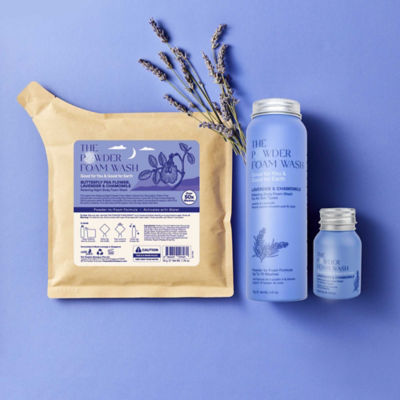 The Powder Shampoo Travel Twin Pack Mini Bottle - Relaxing Body Foam Wash Lavender & Chamomile 20g / 0.70oz 16