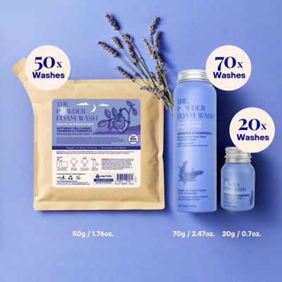 The Powder Shampoo Travel Twin Pack Mini Bottle - Relaxing Body Foam Wash Lavender & Chamomile 20g / 0.70oz 6