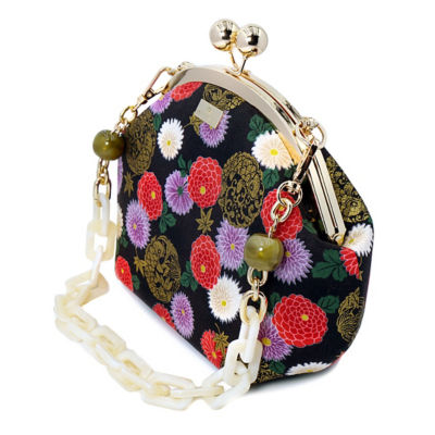 COCOONESE Acrylic Chain Handle Clasp Sling Bag - Goldfish & Flowers (BK) 4