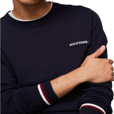 Tommy Hilfiger Mens Global Stripe Cuff Logo Jumper