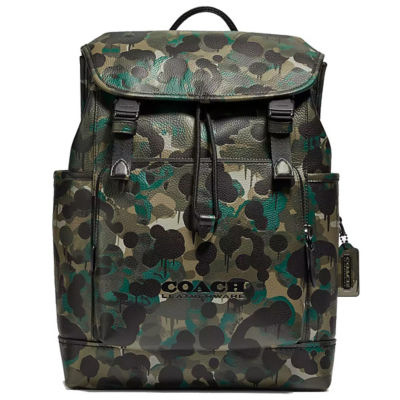 Buy COACH League Flap Backpack With Camo Print Matte Black Green C5288 Online in Singapore iShopChangi