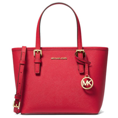 Michael Michael Kors Women's outlet Jet Set Medium Saffiano Leather Travel Tote Red