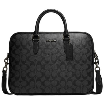 Buy COACH Liam Compact Brief In Signature Canvas Charcoal CJ630 Online in Singapore iShopChangi