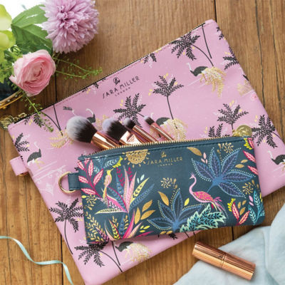 Sara Miller London - Savana Large Pouch - Ostrich & Palms (SAM2176) 3