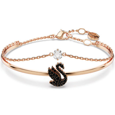 Buy Swarovski Swan bangle, Swan, Black, Rose gold-tone plated