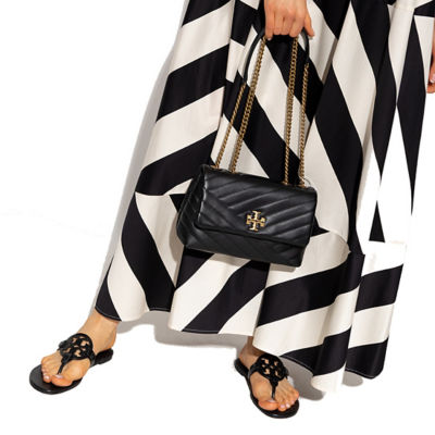 TORY BURCH Kira Small Chevron Convertible Shoulder Bag Black 90452 6