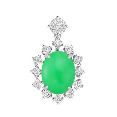 Goldheart Jade Cabochon with Diamonds Pendant 1