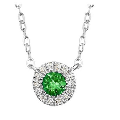 Goldheart Prestigio Emerald with Diamonds Halo Necklace 1