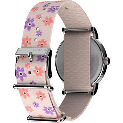 Timex Peanuts X Weekender Floral 38mm - Silv/Wht Floral/Pink Fabric (TW2W33200) 2