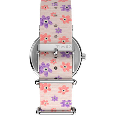 Timex Peanuts X Weekender Floral 38mm - Silv/Wht Floral/Pink Fabric (TW2W33200) 4