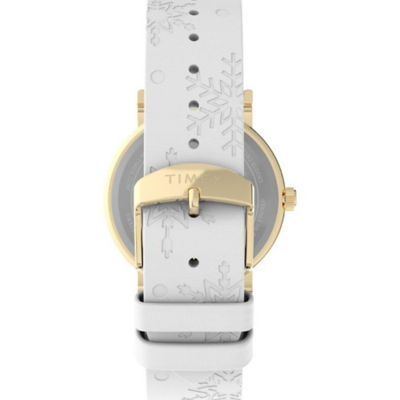 Timex Peanuts X Holiday Weekender 38mm - Gold/Wht/Wht Lthr (TW2W24100) 3