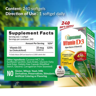 LABO Nutrition Liposomal Vitamin D3 240s 8