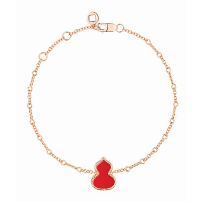 Qeelin ソトワール Bracelet 18K Rose Gold Diamond Red Agate Qeelin Yu Yi Lock bracelet in 18K rose gold with diamonds