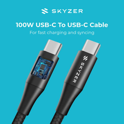 Skyzer 100W Premium USB-C to USB-C Braided Nylon Cable, 1.2M 3