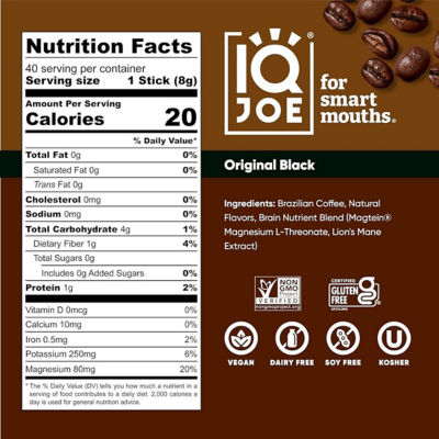IQBar IQJoe Instant Coffee Packets With Adaptogens - Original Black 40 Sticks 3
