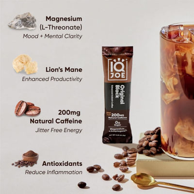 IQBar IQJoe Instant Coffee Packets With Adaptogens - Original Black 40 Sticks 6