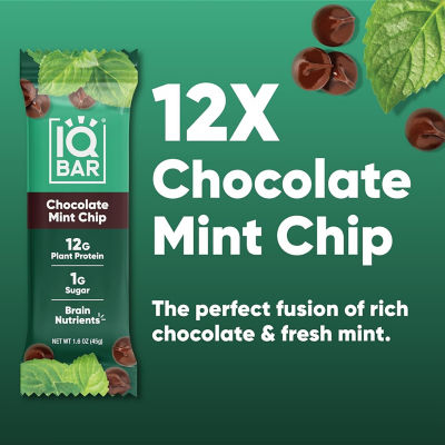 IQBar Plant Protein Bar - Chocolate Mint Chip (12 x 45g) 4