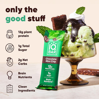 IQBar Plant Protein Bar - Chocolate Mint Chip (12 x 45g) 6