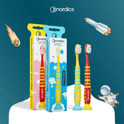 Nordics [Bundle of 2] Nordics Kids Premium Toothbrush Red and Yellow Rocket Super Soft 10500 Filaments 2