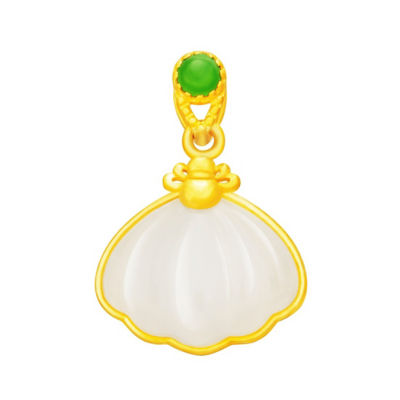 Goldheart 999 Gold Nephrite Shell Pendant 1