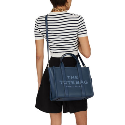 MARC JACOBS The Leather Medium Tote Bag Blue Sea H004L01PF21 6