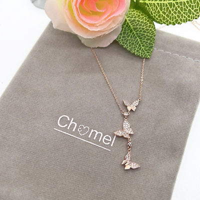 Chomel Rosegold Butterfly Cubic Zirconia Necklace 4