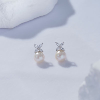 Pearly Lustre Top Grade Freshwater Pearl Earrings WE00619 | EVERLEAF 2
