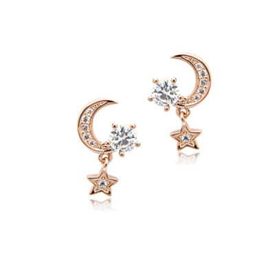 Chomel Moon & Star Cubic Zirconia Earrings 1