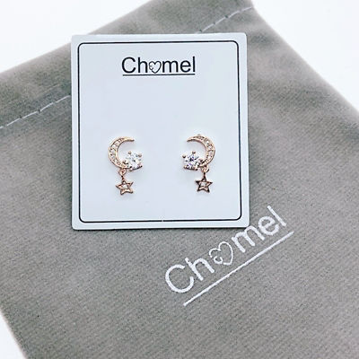 Chomel Moon & Star Cubic Zirconia Earrings 3