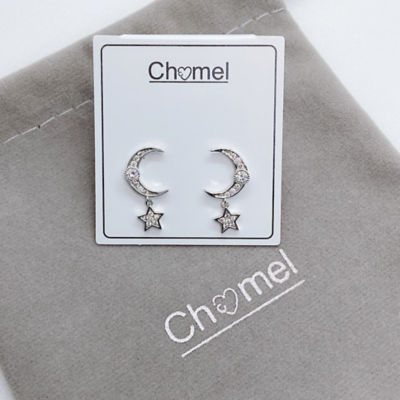 Chomel Moon & Star Cubic Zirconia Earrings 3