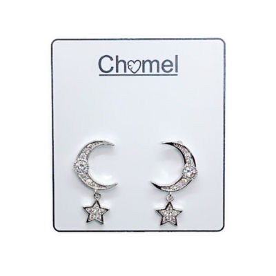 Chomel Moon & Star Cubic Zirconia Earrings 4