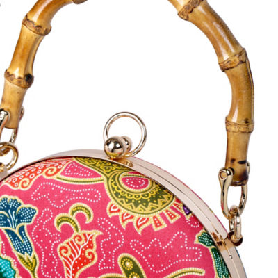 COCOONESE Round Hard Case Bamboo Handle Bag - Tango(PK) 3